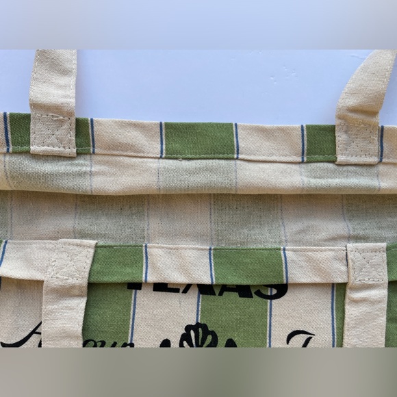 NWOT - Sézane Bonjour Texas Canvas Tote Bag Green Stripes - Picture 8 of 13